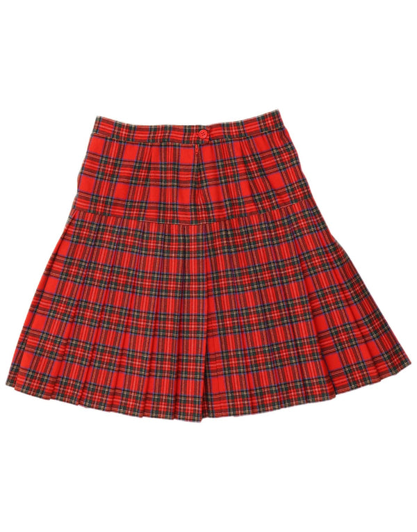 jupe plissée femme vintage W28 Carreau rouge moyen
