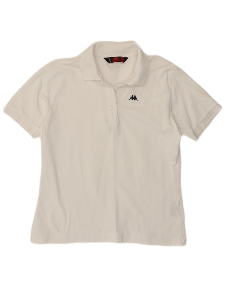 KAPPA Polo Femme UK 14 Large Blanc Coton