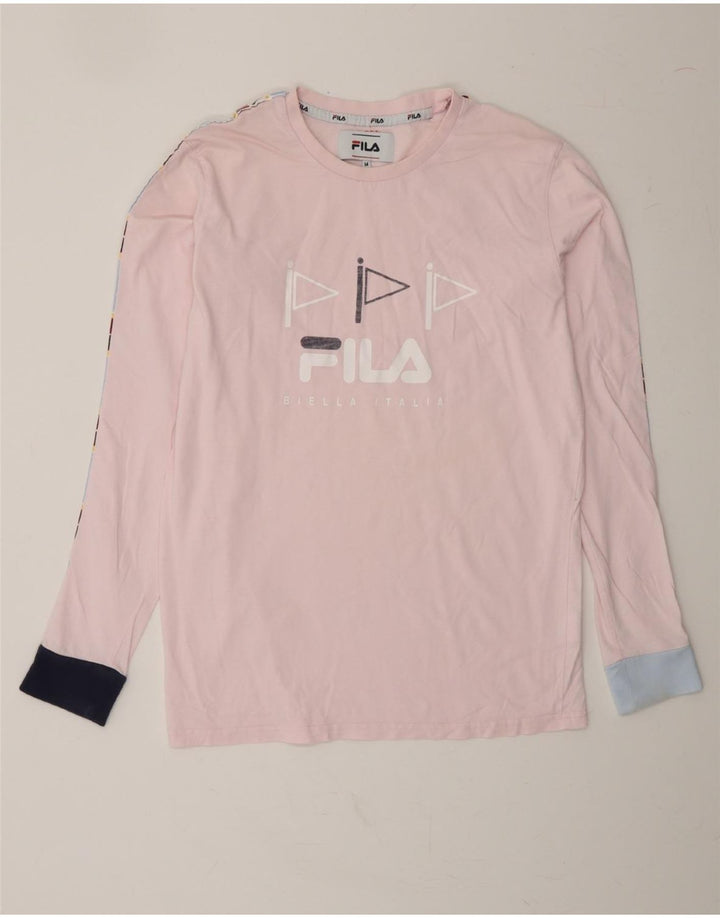FILA Mens Graphic Top Long Sleeve Medium Pink Cotton Vintage Fila and Second-Hand Fila from Messina Hembry 