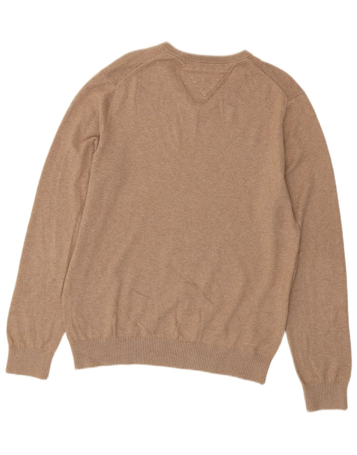 TOMMY HILFIGER Pull Col V Homme Beige Moyen Coton