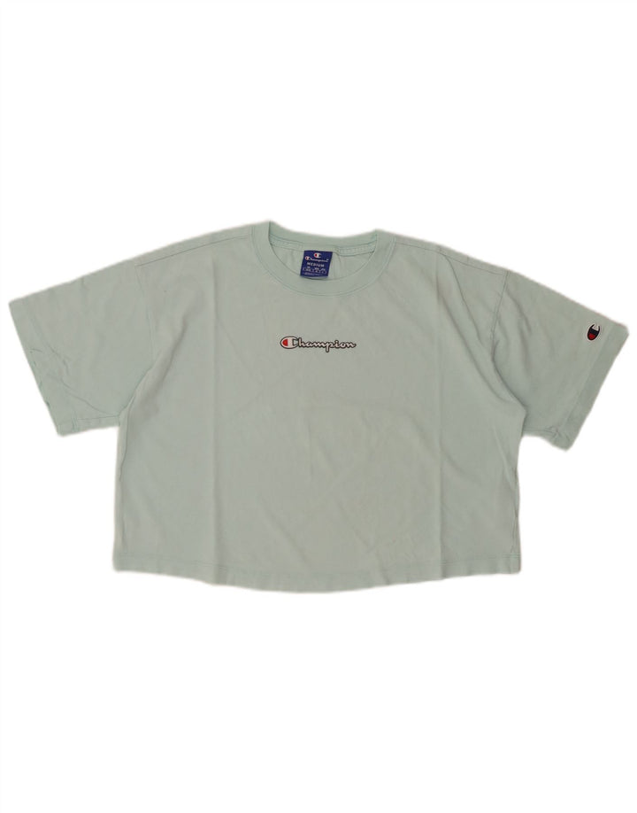 CHAMPION T-shirt court graphique pour femme UK 14 Coton turquoise moyen