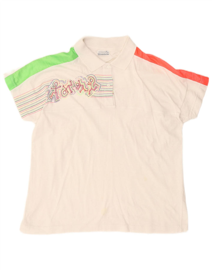 Sergio Tacchini Polo Graphique Homme Grand Coton Colorblock Blanc