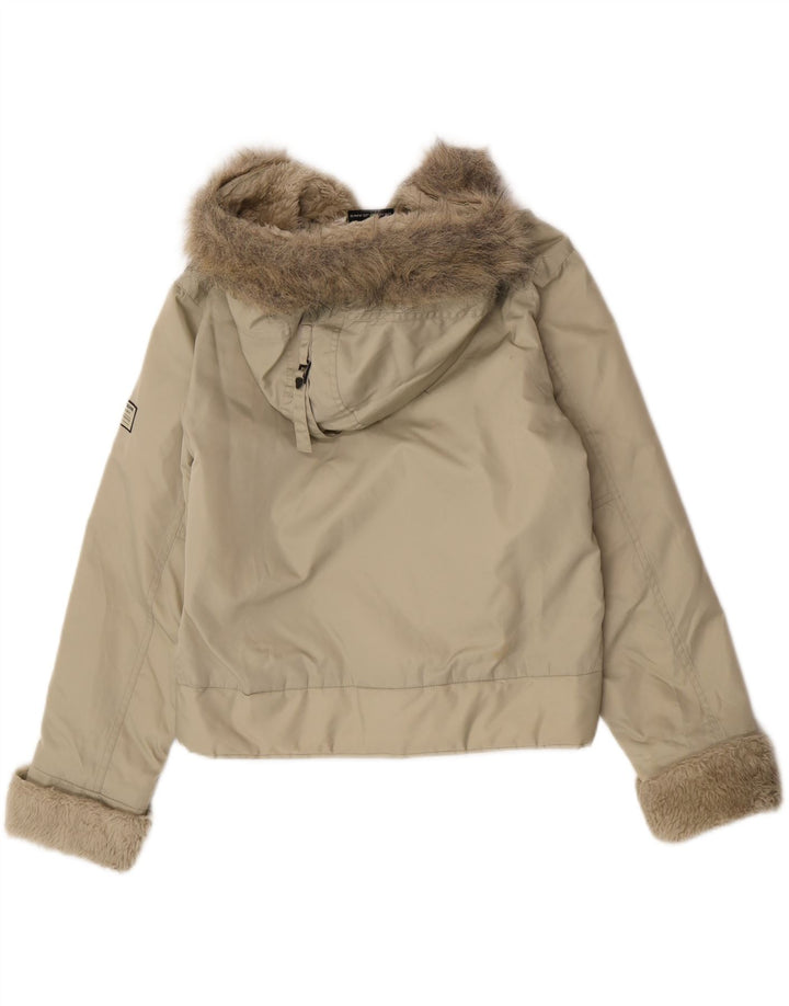 Dkny Veste coupe-vent à capuche pour femme UK 14 Medium Khaki Nylon