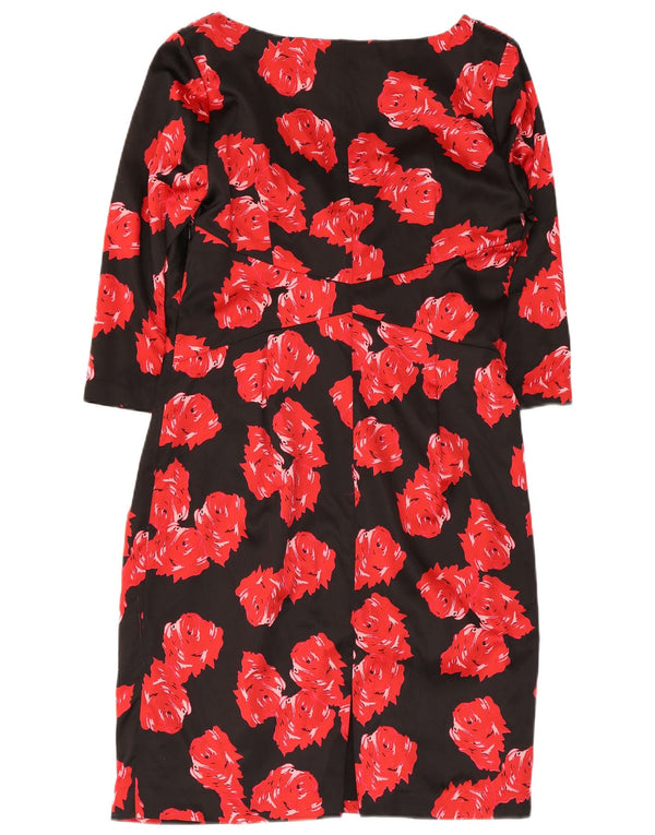 Coast Robe fourreau à manches 3/4 pour femme UK 16 Grande soie florale noire