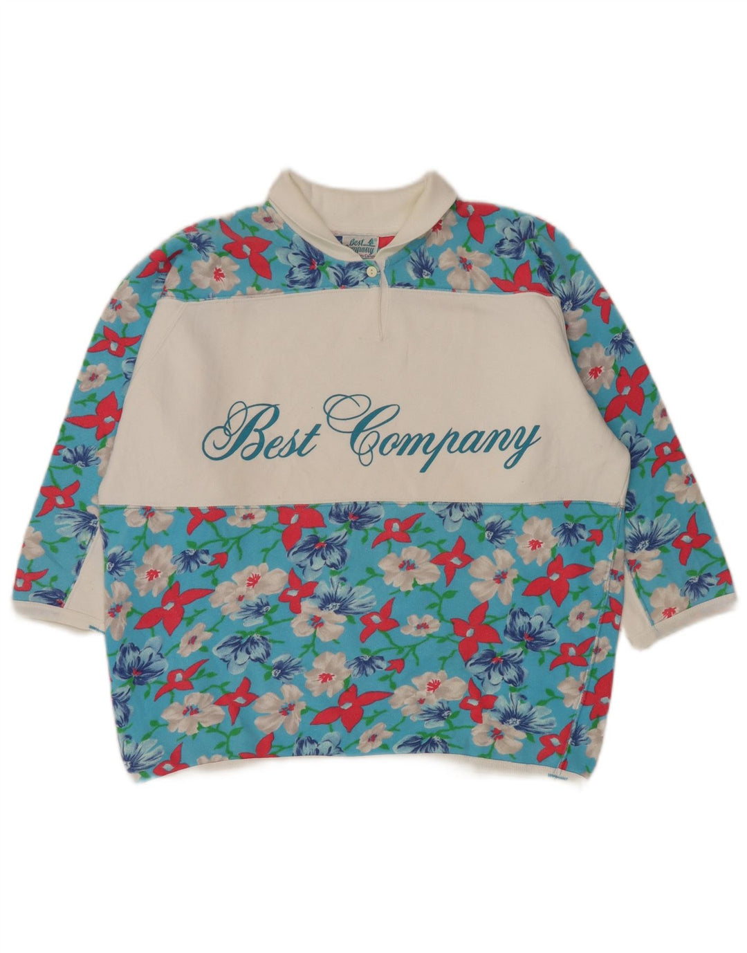 Best Company Haut surdimensionné à manches 1/2 pour femme UK 44 Bleu moyen floral