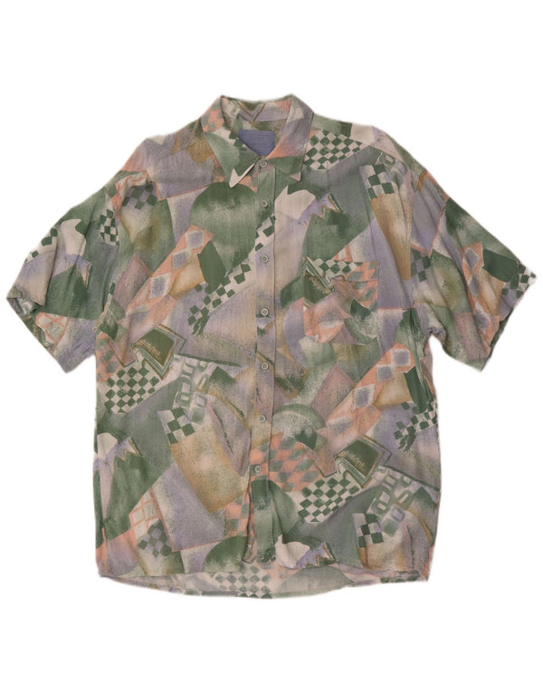 vintage Mens Abstract Pattern Shirt Taille 41/42 Grand Multicolore