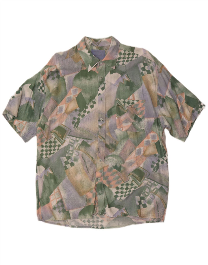 vintage Mens Abstract Pattern Shirt Taille 41/42 Grand Multicolore