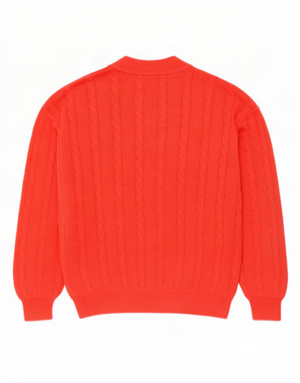 Benetton Pull surdimensionné à col en V pour femme UK 16 Grand coton rouge