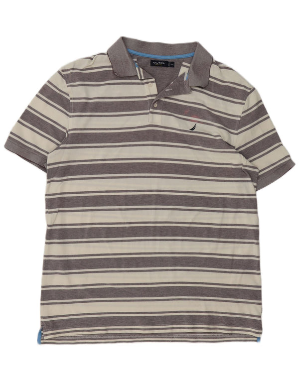 NAUTICA Polo Homme 2XL Gris Rayé Coton