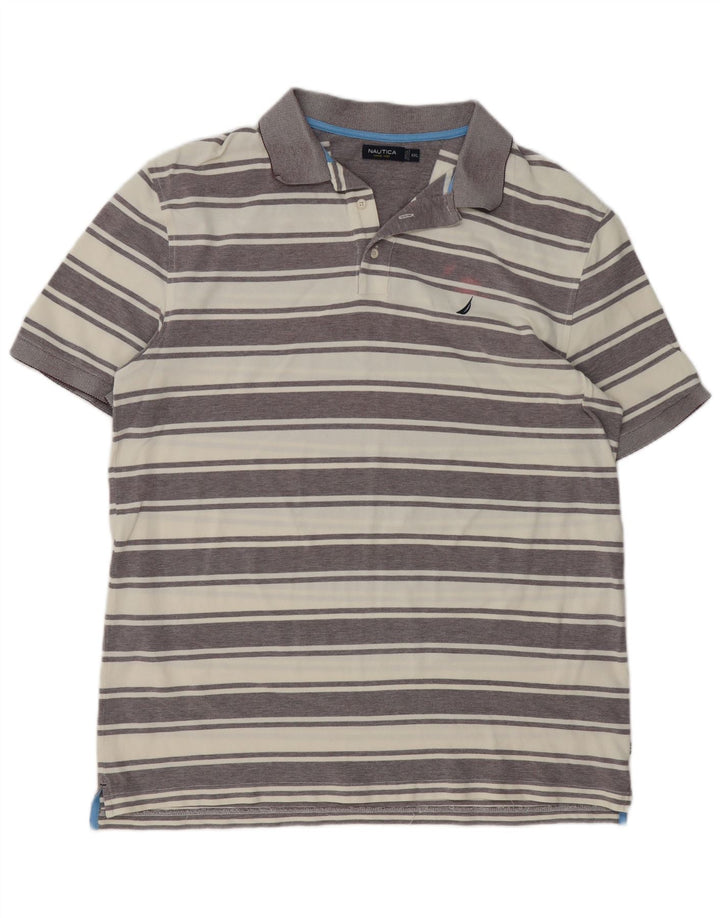 NAUTICA Polo Homme 2XL Gris Rayé Coton