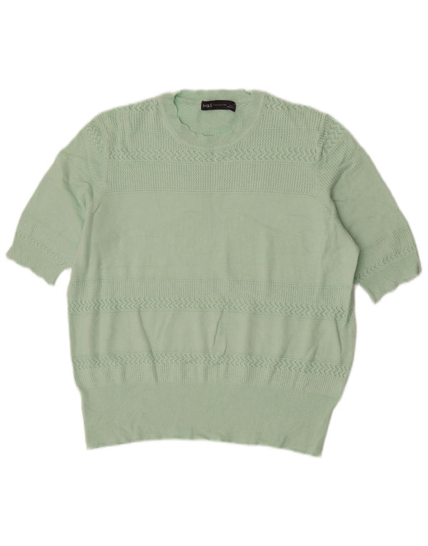 Marks & Spencer Pull ras du cou pour femme UK 14 Grand vert rayé
