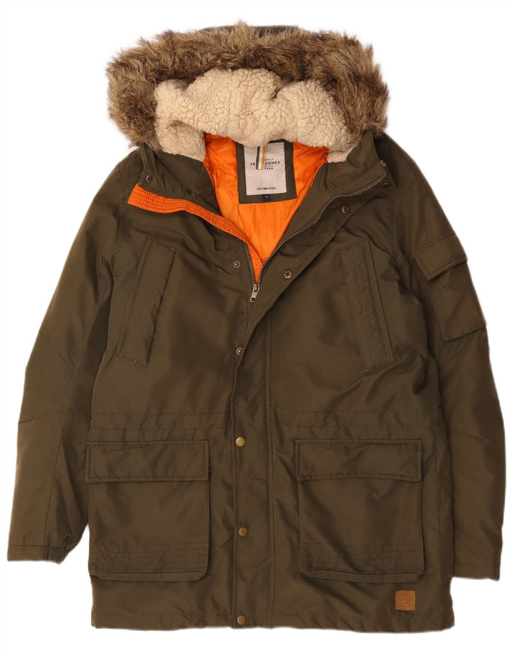 Jack & Jones Parka à capuche pour homme UK 38 Kaki moyen