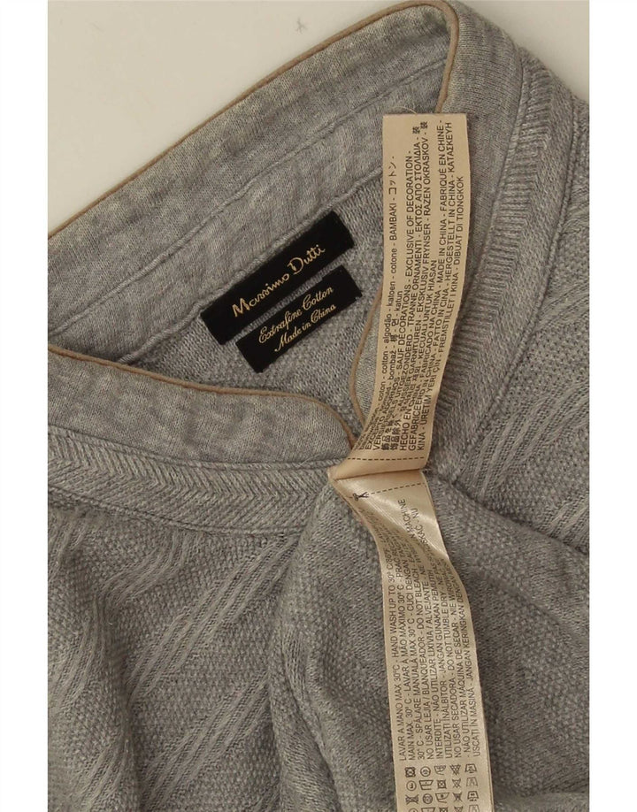 Massimo Dutti Pull col boutonné pour homme XL en coton rayé gris