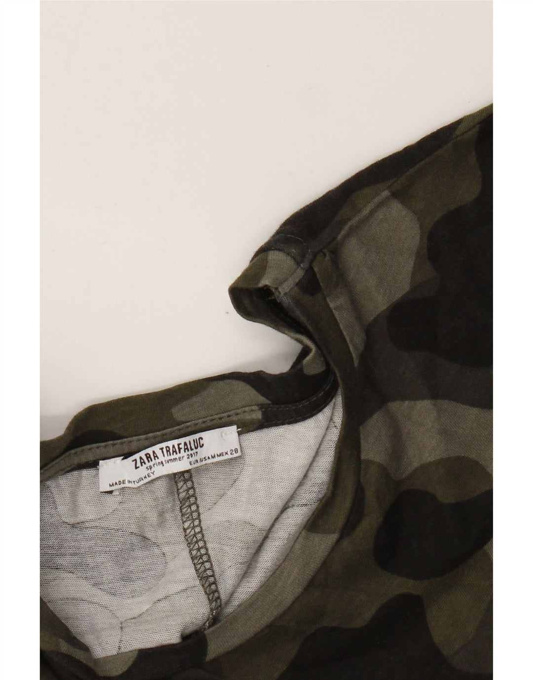 Zara Womens Trafaluc Blouse Top UK 14 Camouflage Vert Moyen
