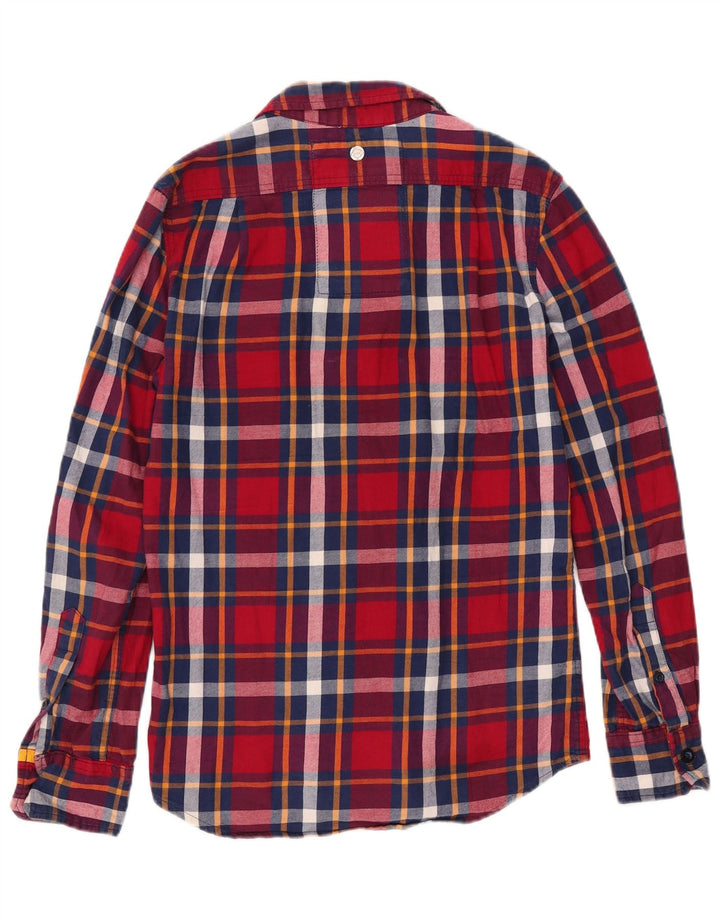 SUPERDRY Chemise Classique en Flanelle pour Hommes en Coton à Petits Carreaux Rouges