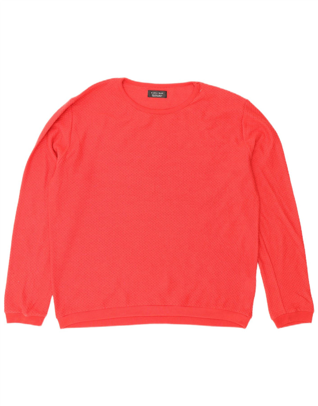 Zara Pull ras du cou pour homme en polyester rouge Large