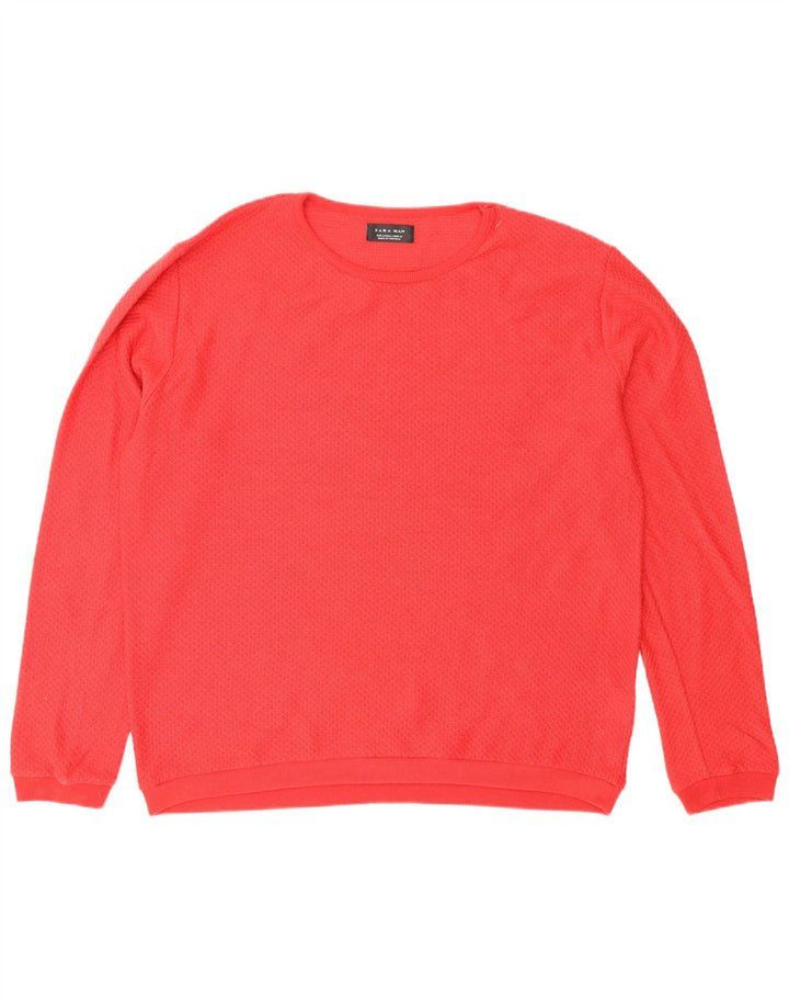 Zara Pull ras du cou pour homme en polyester rouge Large