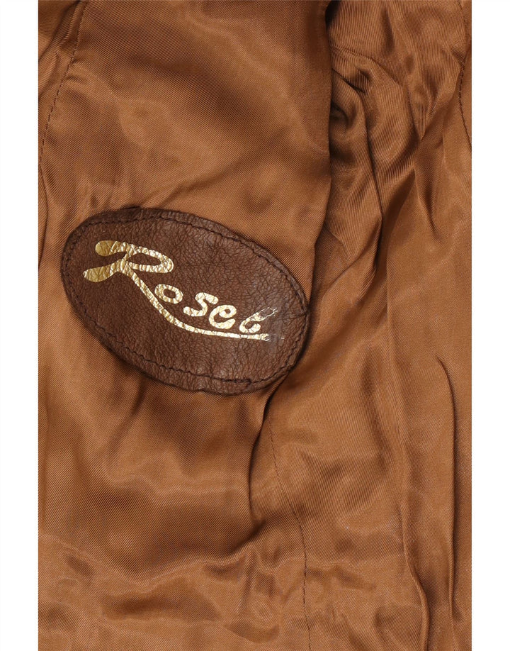 vintage Femme 3 Boutons Blazer En Daim Veste IT 46 Grand Cuir Marron