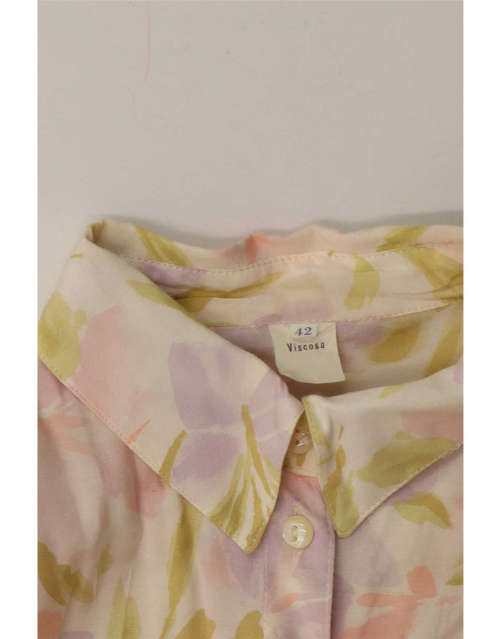 Chemisier chemise femme vintage EU 42 grande viscose florale multicolore