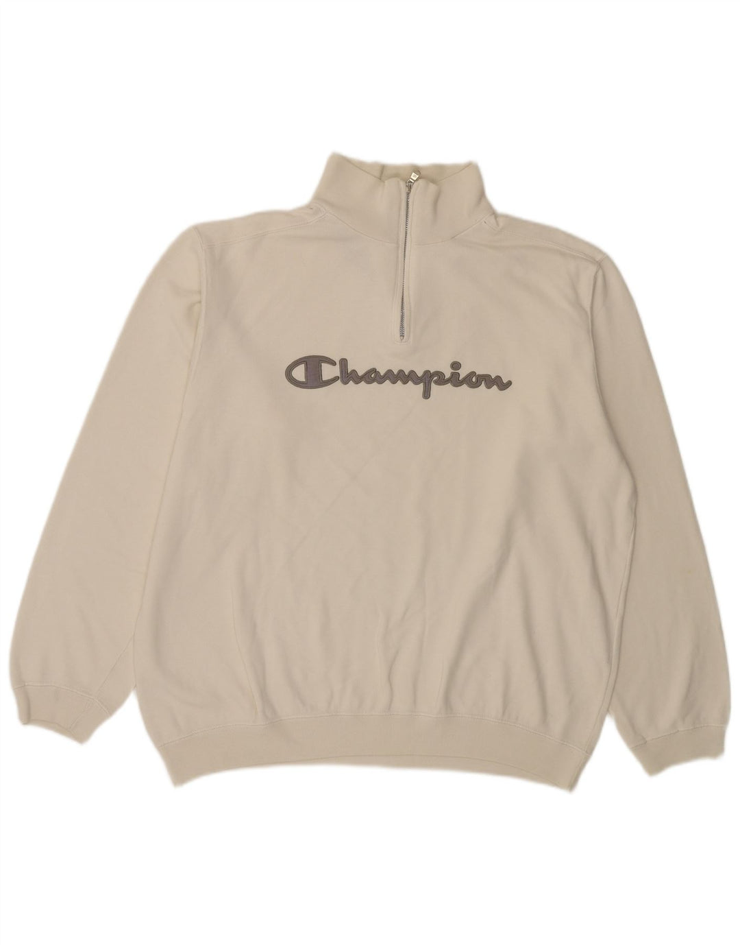 Champion Sweat-shirt graphique à col zippé pour hommes, grand coton blanc