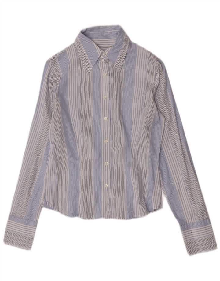 Sisley Chemise UK 10 Small Bleu Rayé Coton