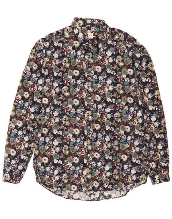 vintage Chemise Homme Taille 43 XL Coton Floral Multicolore