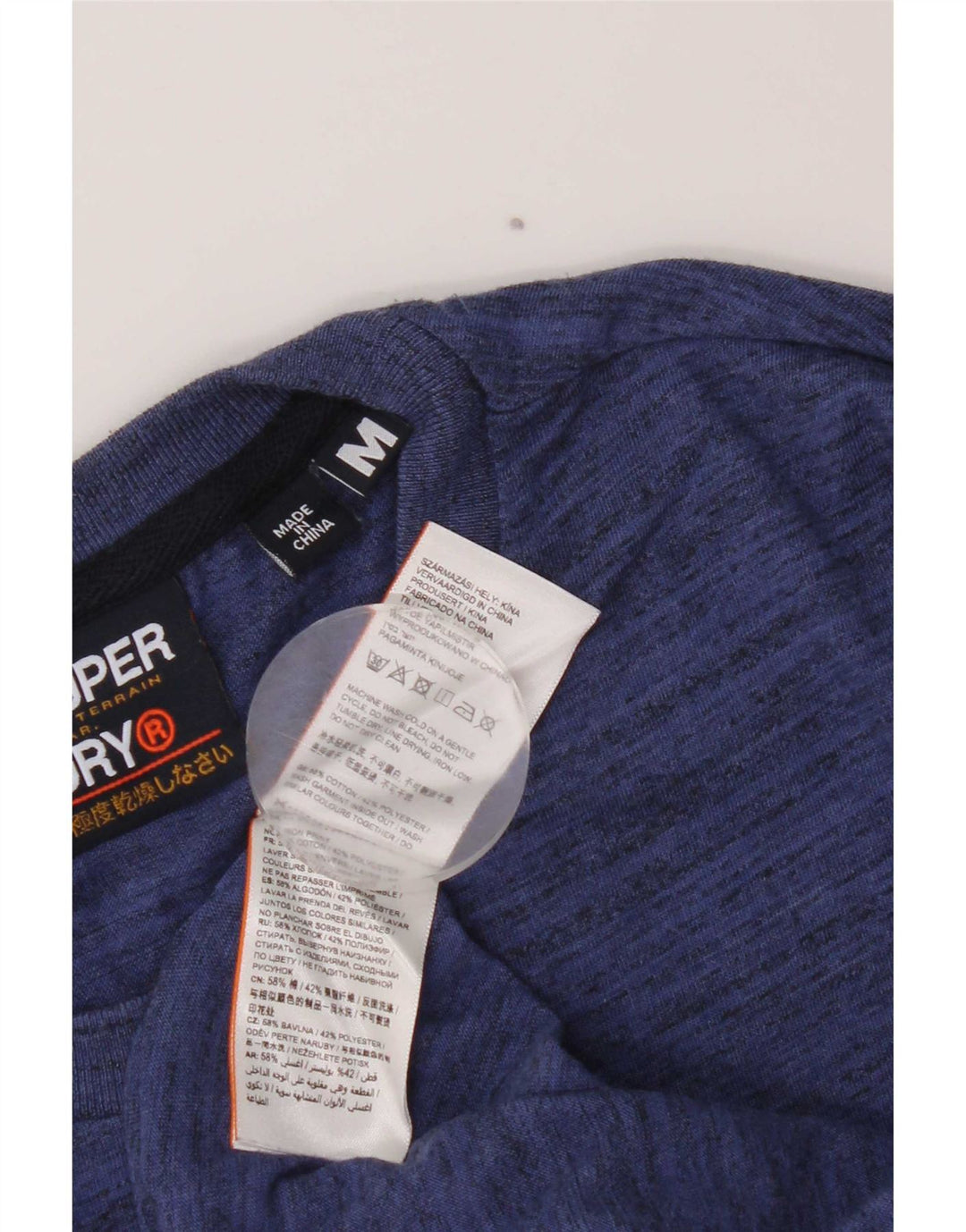 Superdry T-Shirt Regular Graphic Homme Bleu Moyen Moucheté Coton