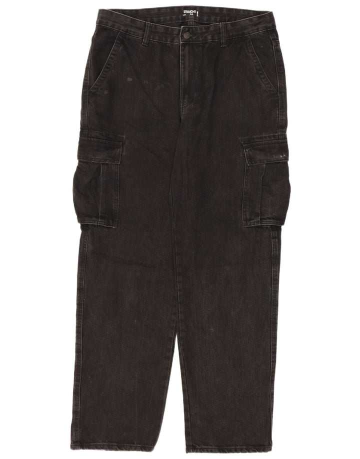 Kiabi Jean Cargo Droit Homme IT 50 Large W34 L31 Noir