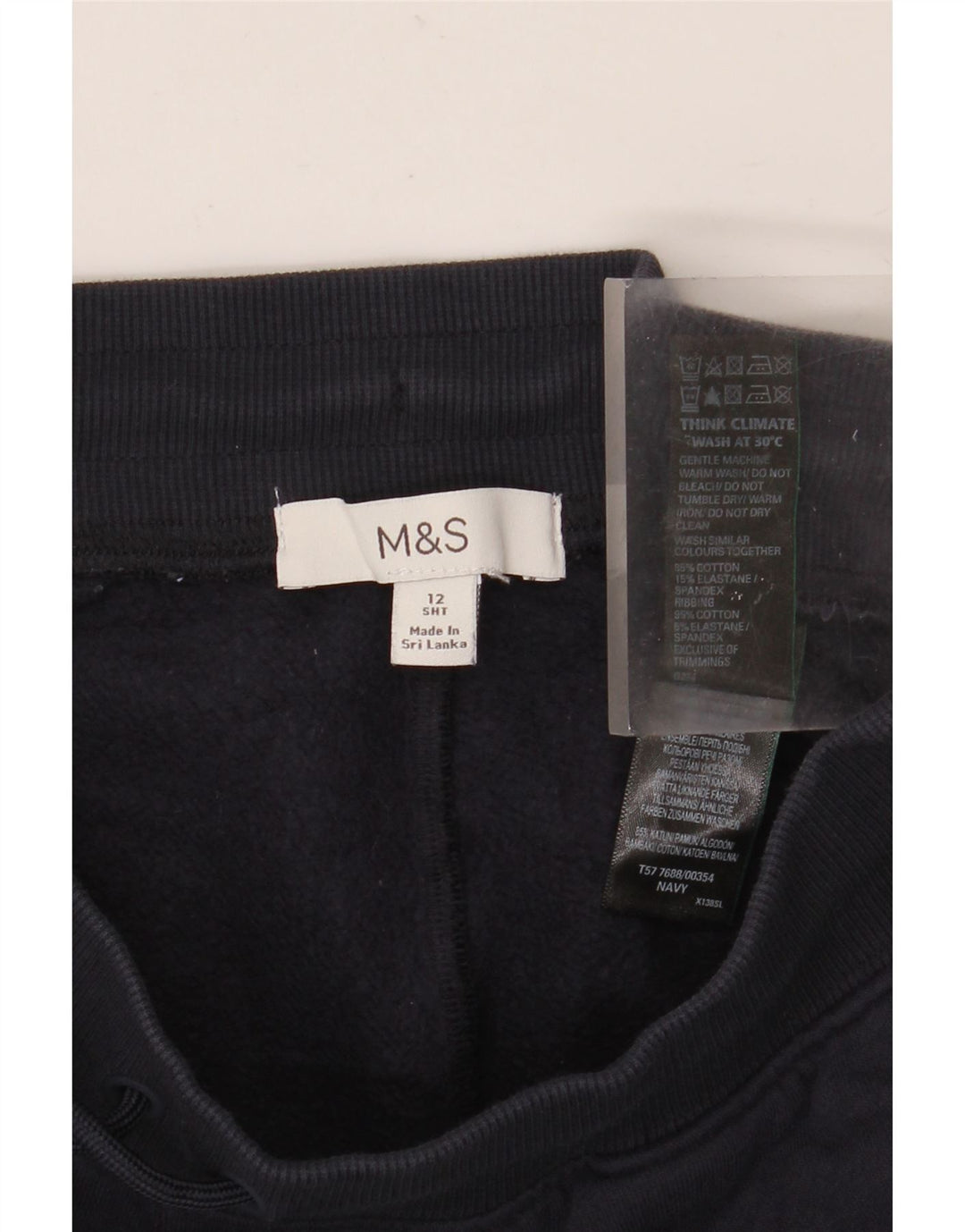 MARKS & SPENCER Pantalon de survêtement pour femme UK 12 Bleu marine moyen Coton