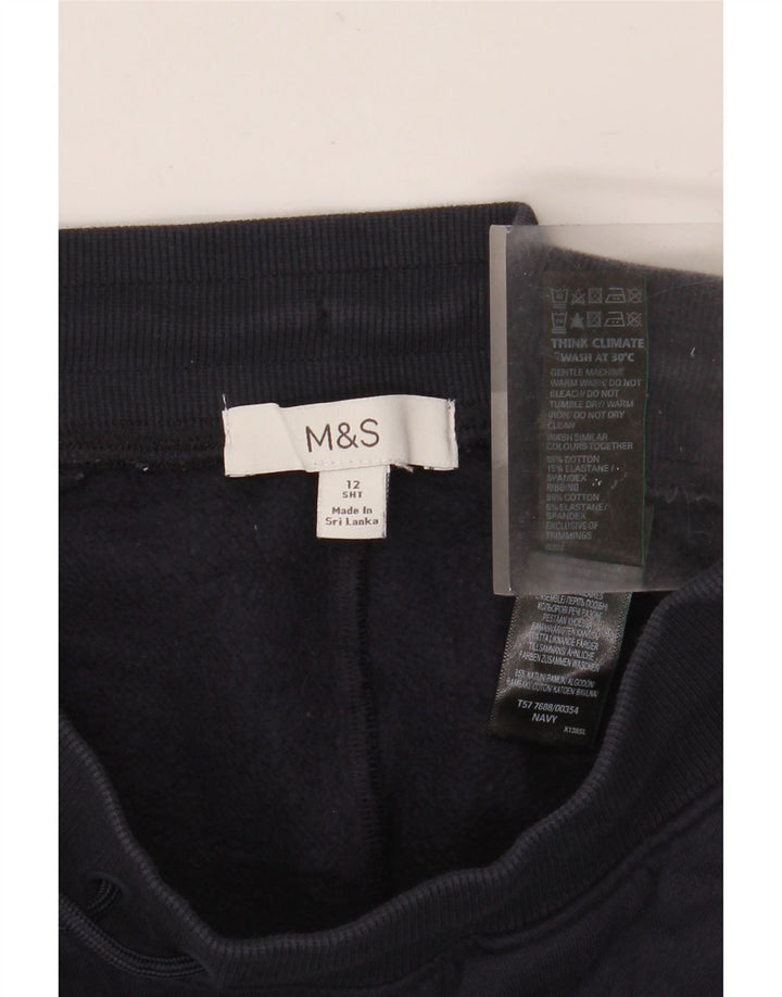 MARKS & SPENCER Pantalon de survêtement pour femme UK 12 Bleu marine moyen Coton