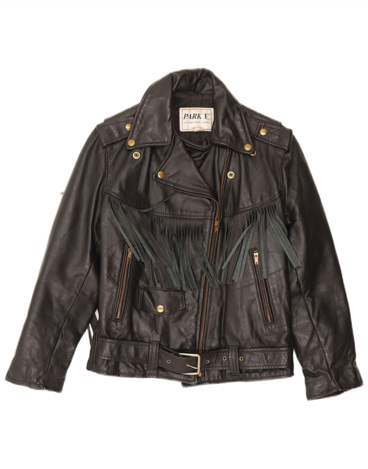 PARK V Veste motard en cuir fille 9-10 ans cuir noir