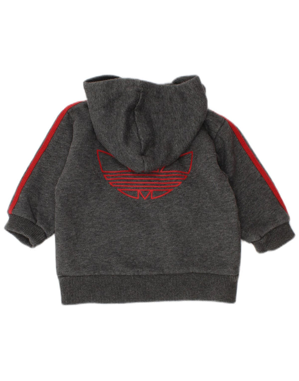 Adidas Pull à capuche graphique avec col boutonné pour bébé garçon 3-6 mois Gris moucheté