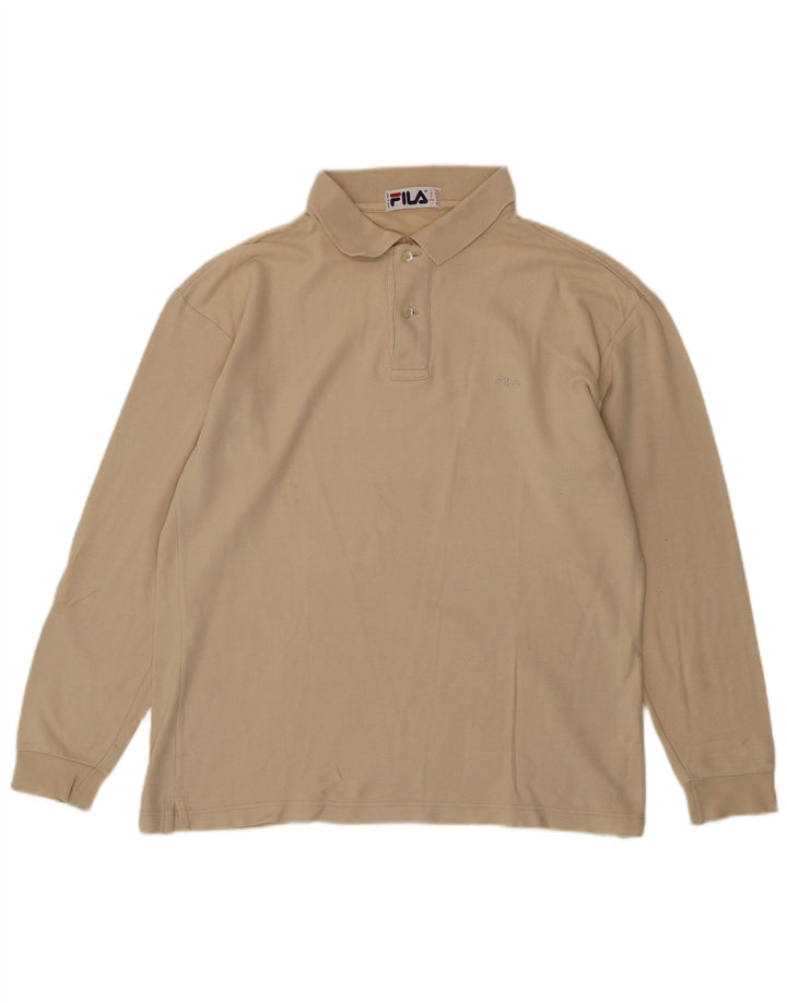 FILA Polo à Manches Longues Homme IT 50 Beige Moyen