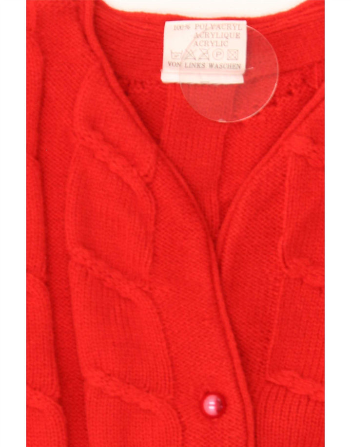 vintage Femme Cardigan Pull UK 14/16 Moyen Rouge Polyacrylique