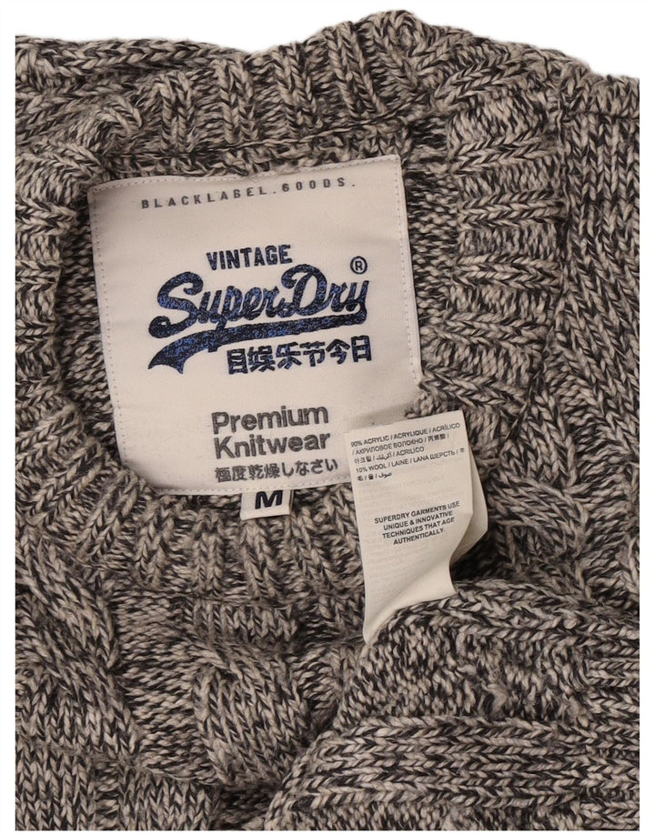 Superdry Pull Ras du Cou Pull Homme Gris Moyen Acrylique Moucheté