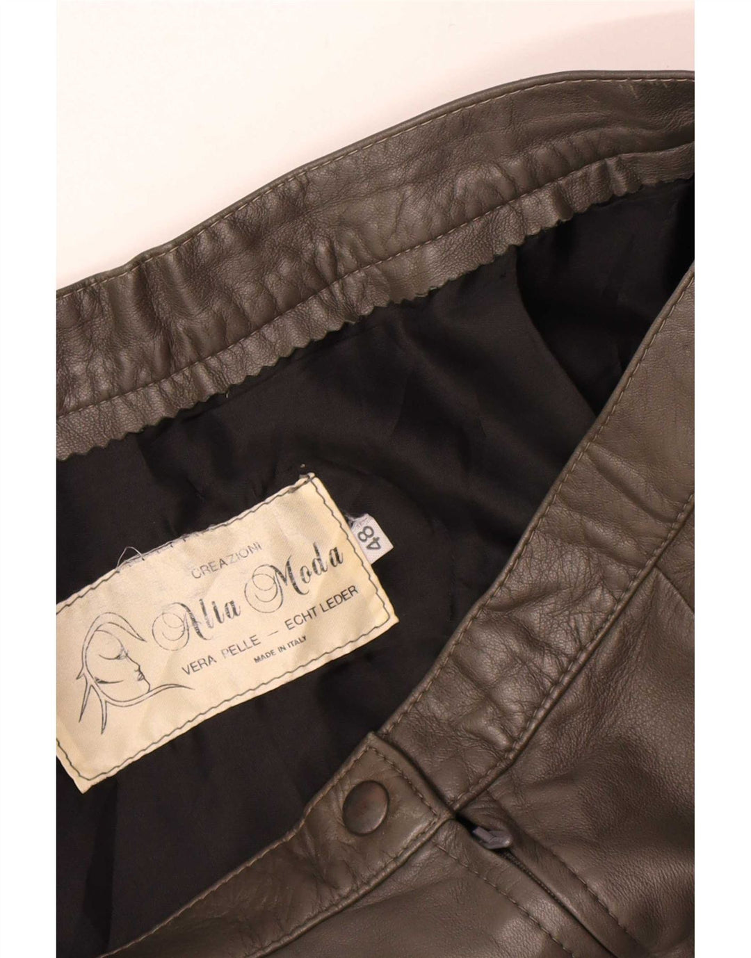 jupe en cuir femme vintage W30 Brun moyen