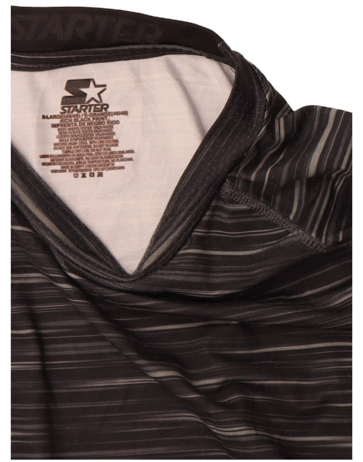 Starter Haut à manches longues pour homme UK 46/48 XL Noir à fines rayures Polyester