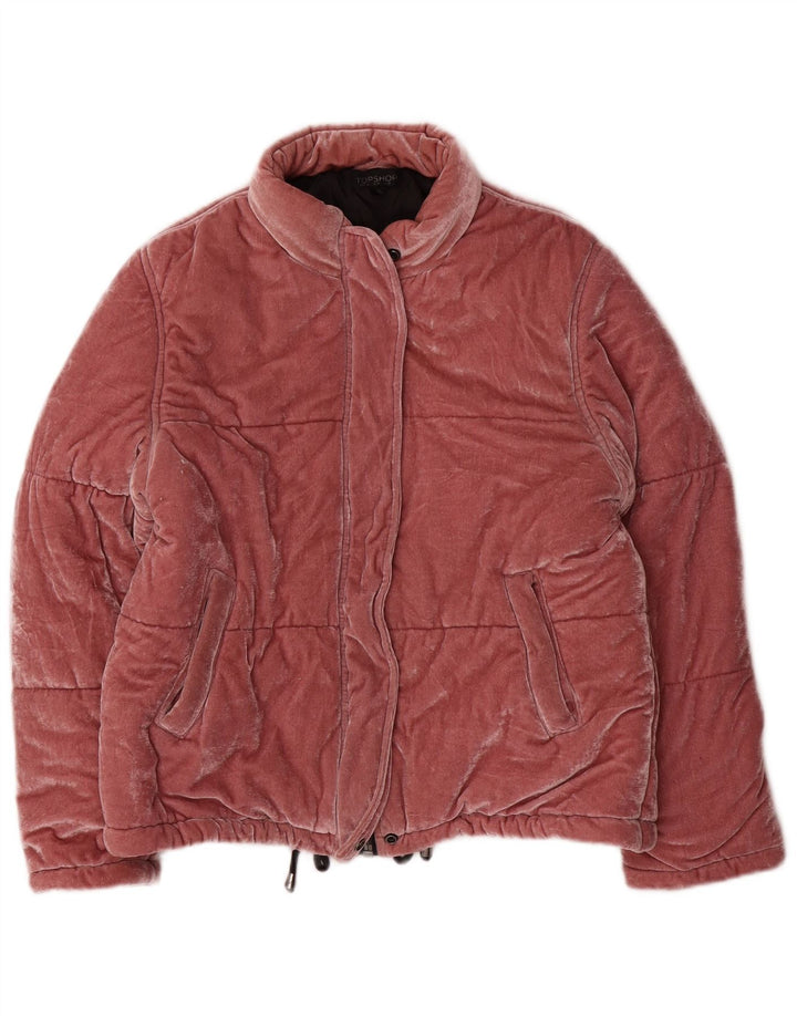 Topshop Veste matelassée en velours pour femme UK 12 Rose moyen Polyester