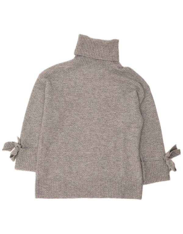 Zara Pull surdimensionné à col roulé pour femme UK 10 Petit gris moucheté