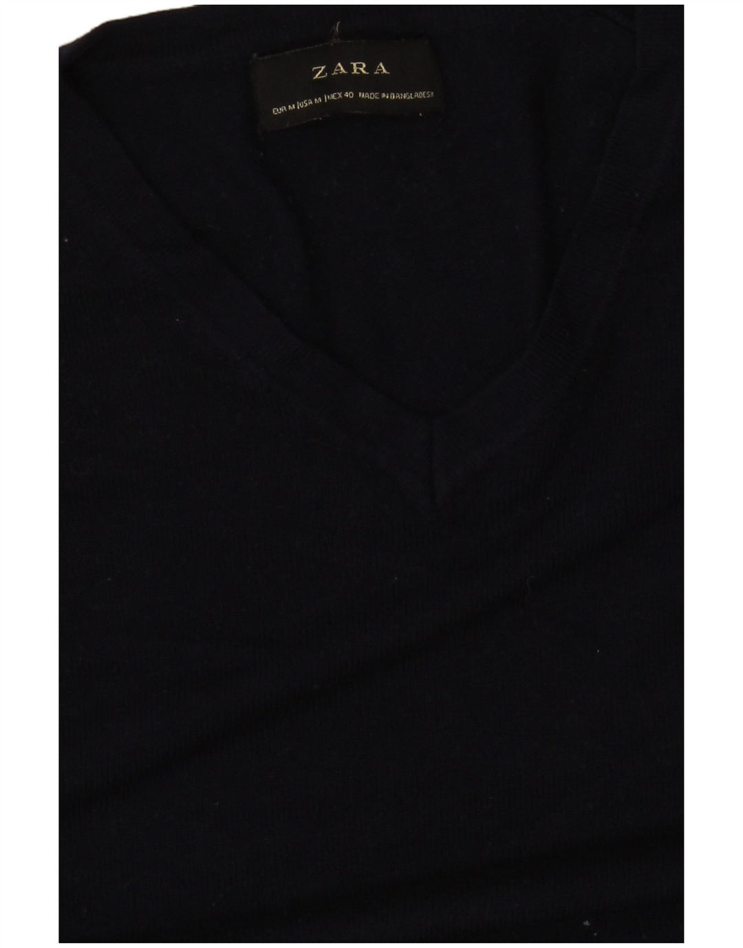 Zara Pull col V pour femme UK 14 Bleu marine moyen