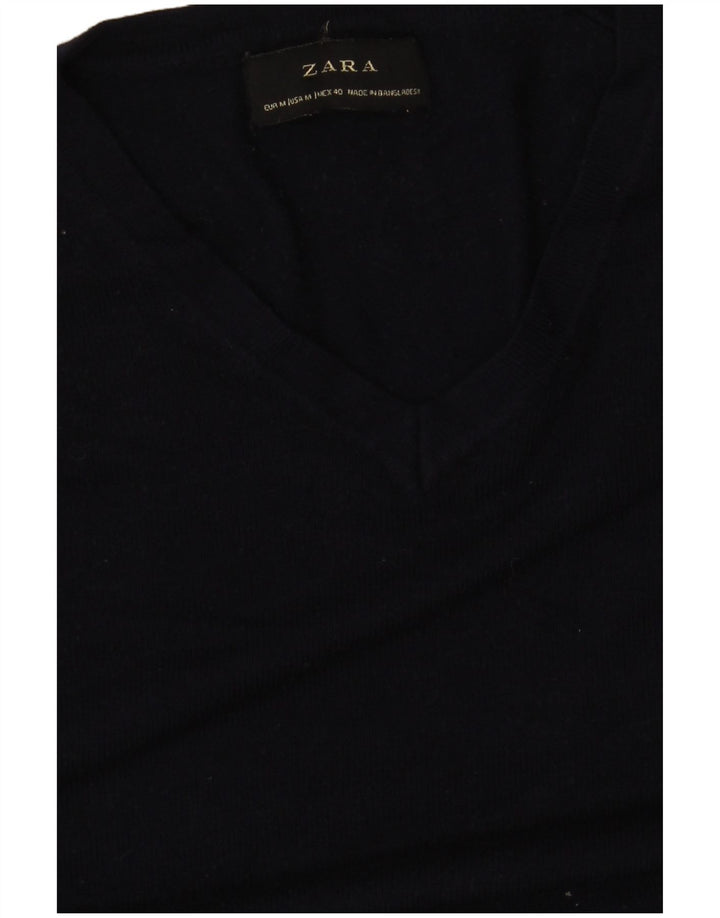 Zara Pull col V pour femme UK 14 Bleu marine moyen