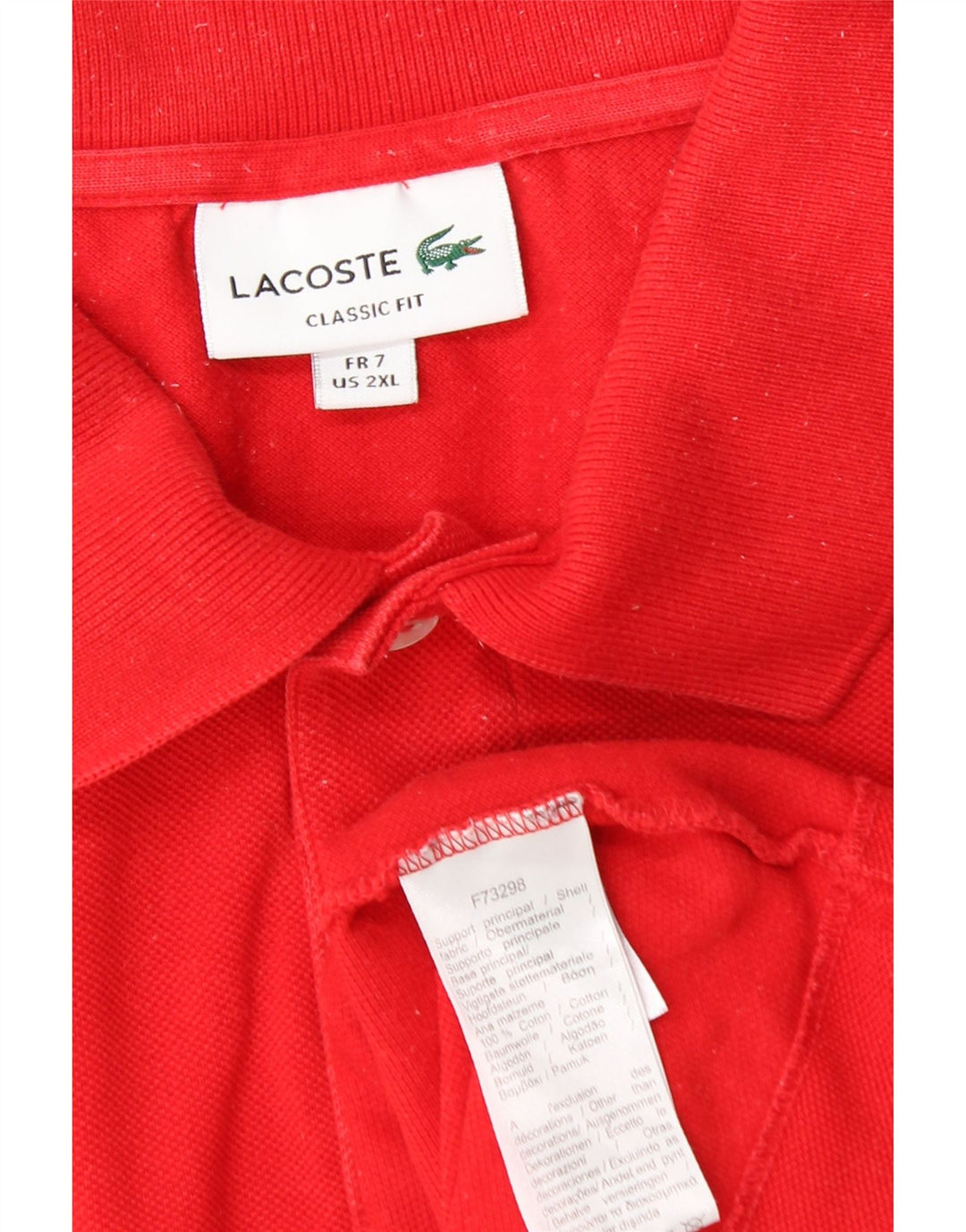 LACOSTE Polo coupe classique homme taille 7 2XL coton rouge