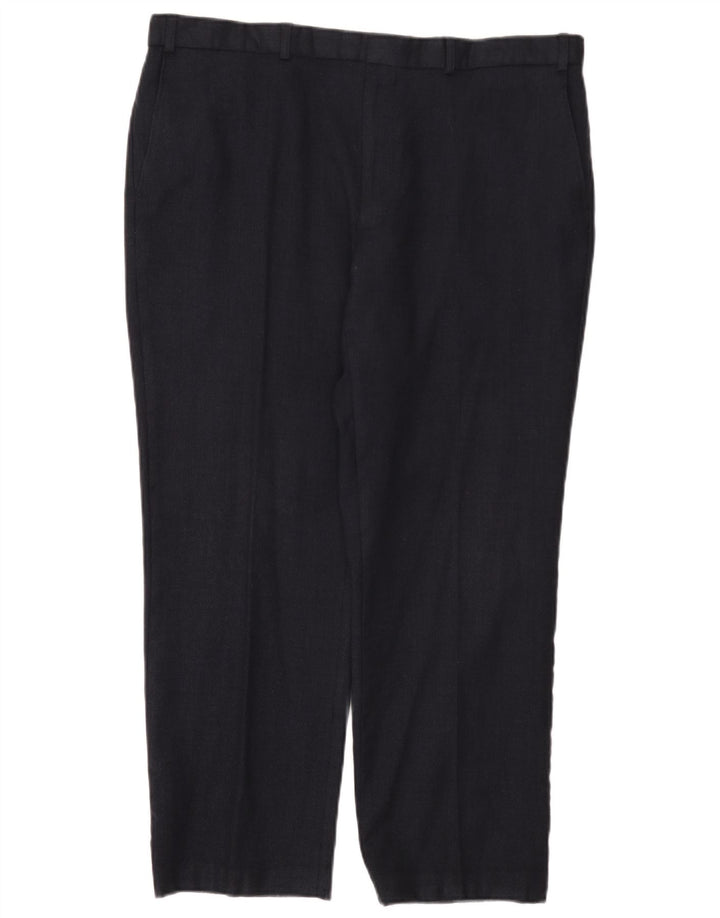 Marks & Spencer Pantalon de Costume Droit Homme W40 L29 Bleu Marine Laine
