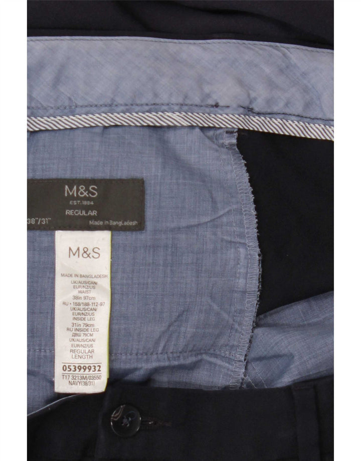 Marks & Spencer Pantalon de costume droit pour homme W38 L31 Bleu marine