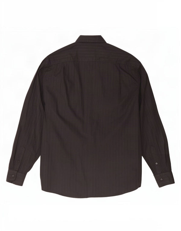 Roccobarocco Mens See Through Shirt Taille 43 17 XL Gris Pinstripe Coton