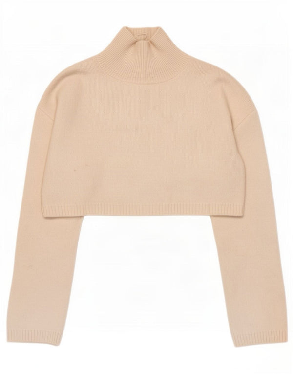 Zara Pull court surdimensionné à col roulé pour femme UK 10 Petit Blanc