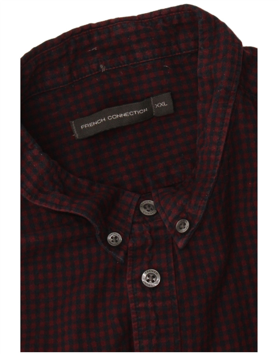 FRENCH CONNECTION Chemise en Flanelle Homme 2XL Carreaux Bordeaux