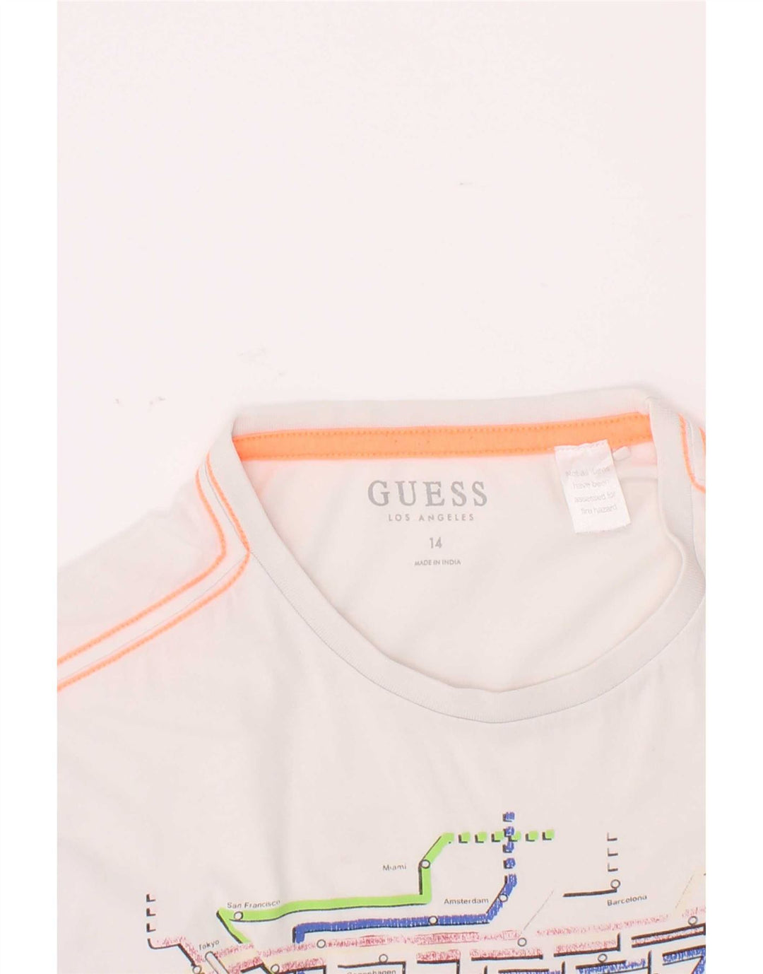 Guess T-Shirt Graphique Garçon 13-14 ans Blanc