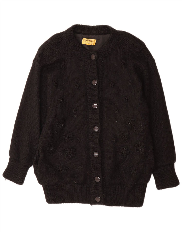ABEL Femme Cardigan Pull Taille Unique Laine Florale Noire