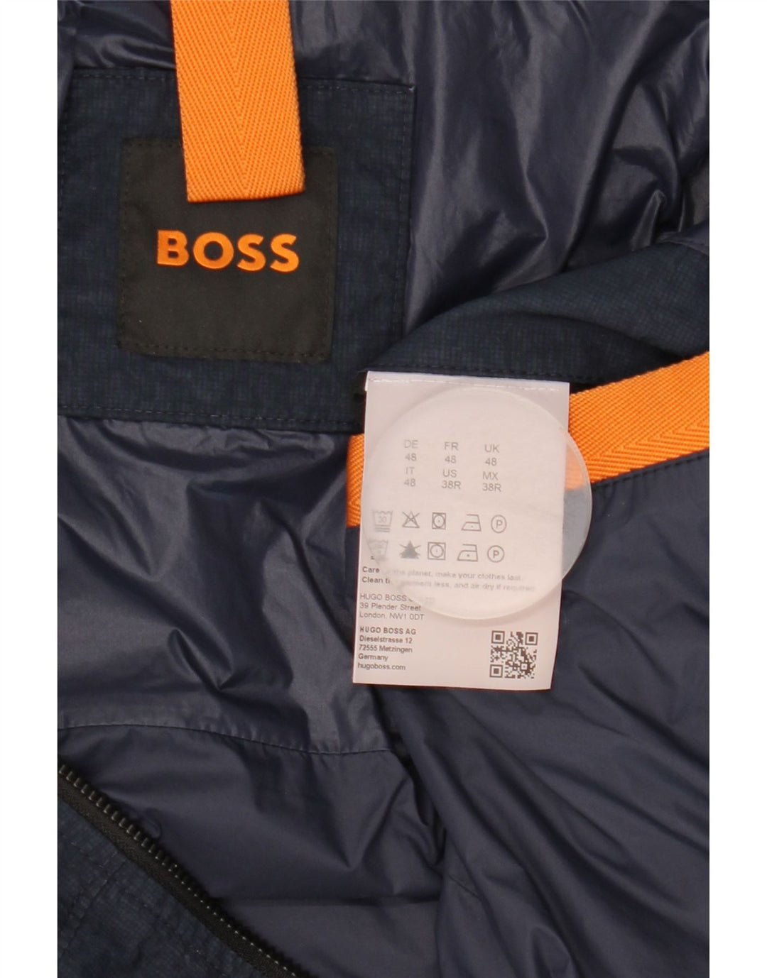 Hugo Boss Veste bomber à capuche pour homme EU 48 Bleu marine moyen Polyamide